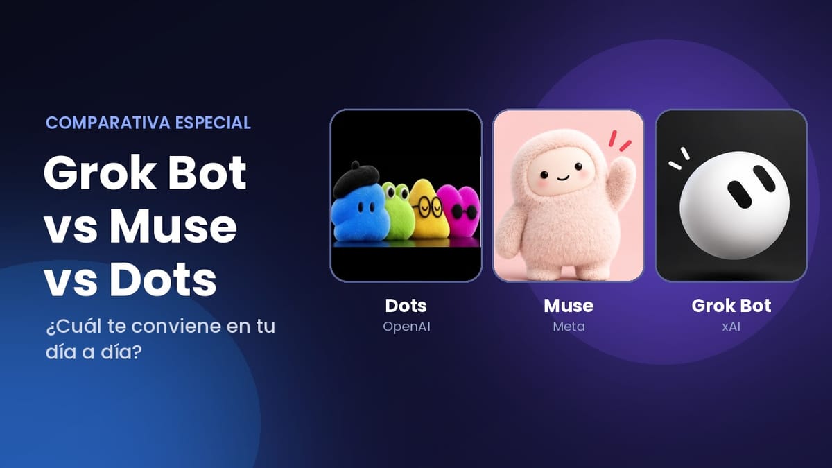 Grok Bot vs Muse vs Dots: cuál te conviene en tu día a día
